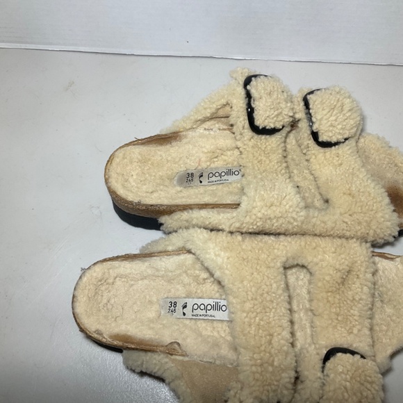 Papillio Arizona Big Buckle Shearling Teddy Eggshell Sandals Size 7 - Picture 8 of 10